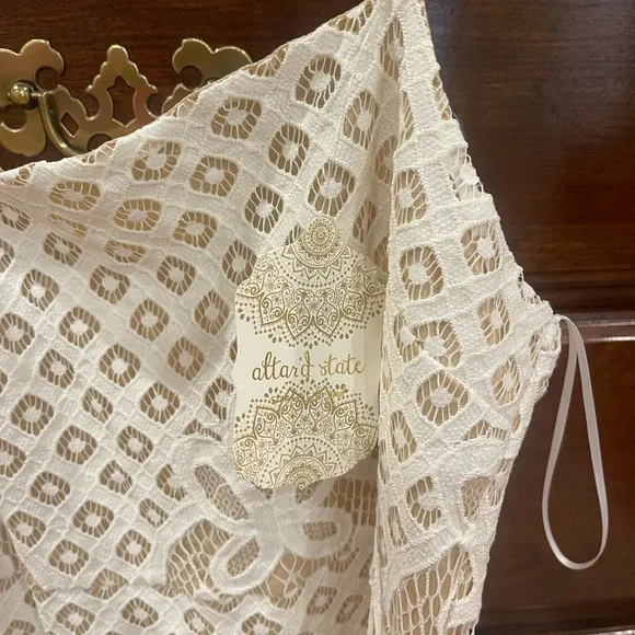 Altar'd State White Nude Lace Strappy Bridal Shower Sexy Fitted Dress Size M NWT - Picture 5 of 6